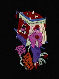 Tradiční palantír s mladou dívkou. Malované vystřihování papíru neboli "Jian Zhi", čínské lidové umění, Peking. od School Chinese