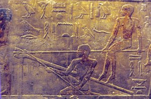 Starověký Egypt, Řezbářství/malířství, Mastaba/Tomb of Ti, Sakkára, 5. dynastie, Stavba lodí (foto) od School Egyptian