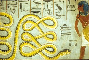 Starověký Egypt, Nástěnná malba, Hrobka Ramesse I., Údolí králů, Ramesse I. zabíjejícího hadího boha podsvětí