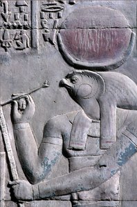 Starověký Egypt, Nástěnná malba/řezba, Horus píše na papyrový svitek, Chrám Sebeka a Hora, Kom Ombo (foto) od School Egyptian