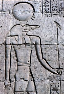 Starověký Egypt, Nástěnná malba/řezba, Sebek nesoucí ankh od School Egyptian