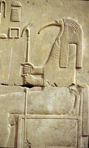 Starověký Egypt, Nástěnná malba/řezba, Bůh Thoth, Chrám Setiho I., Abydos od School Egyptian