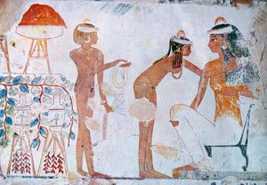 Egyptská náhrobní malba zobrazující přípravy na svátek od School Egyptian
