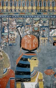 Luxor, Théby: (-1343 - -1314), egyptský faraon, na kterém je zobrazena bohyně Isis. od School Egyptian