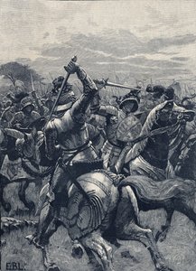 Bitva na Bosworthském poli, 22. srpna 1485, Wars of the Roses (litho) od School English
