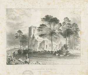 Biddulph (starý) kostel: litografie a [? 19. století] (tisk) od School English