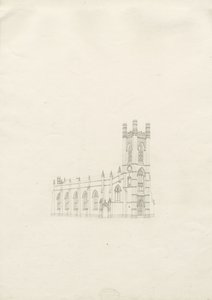 Burton-upon-Trent - Kostel Nejsvětější Trojice: kresba, nd [20. léta 19. století] (kresba) od School English