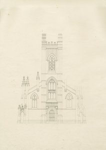 Burton-upon-Trent - Kostel Nejsvětější Trojice: kresba, nd [20. léta 19. století] (kresba) od School English