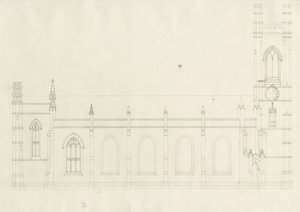 Burton-upon-Trent - Kostel Nejsvětější Trojice: kresba, nd [20. léta 19. století] (kresba) od School English