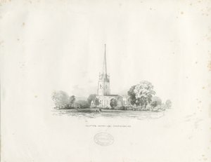 Clifton Campville Church: litografie od School English