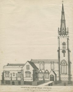 Clifton Campville Church: kresba perem a sépií, nd [~19. století] (kresba) od School English