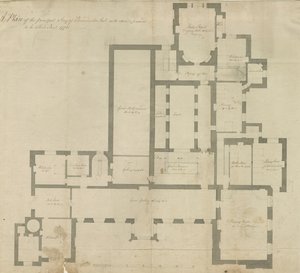 Interiér Beaudesert Hall and Park: kresba perem od School English