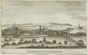 Lichfield - South West View: mědirytina, nd [konec 18. století] (tisk) od School English