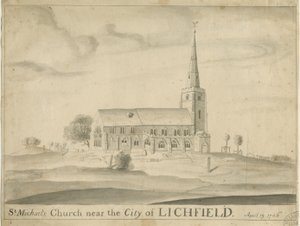 Lichfield - Kostel sv. Michaela: sépiová kresba od School English
