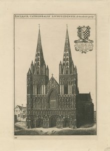Lichfieldská katedrála – západní fronta: rytina a [? konec 17. století] (tisk) od School English