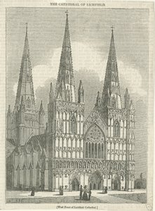 Lichfieldská katedrála – západní fronta: dřevoryt, a [?19. století] (tisk) od School English