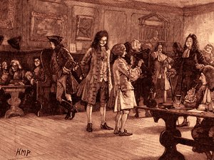 Londýnská kavárna za vlády královny Anny (tisk) od School English