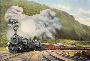 Expres z New Yorku do Chicaga, z knihy "The Wonder Book of Railways" od Harryho Goldinga (tisk)