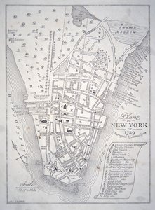 Plán New Yorku v roce 1729 (litho) od School English