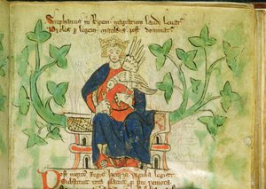 Roy.20 A II f.7 na trůn krále Štěpána, napsáno za vlády Edwarda II. (1284-1327) od School English