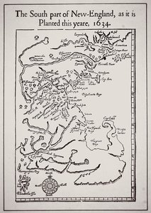 Jižní část Nové Anglie, jak je osázena v tomto roce 1634 (litografie) od School English
