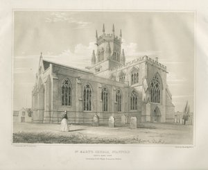 Stafford - Kostel Panny Marie: tónovaná litografie, nd [c 1845] (tisk) od School English