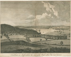 Trentham Hall: rytina, nd [c 1751] (tisk) od School English