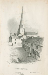 Kostel Uttoxeter - litografie od School English