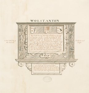 Wolstanton Church – Wall Monument to William Yonge of Caynton: per and wash drawing, nd [~19th cent] (kresba) od School English