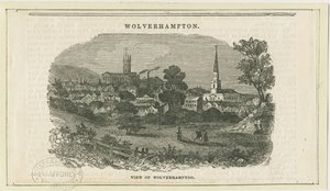Wolverhampton - Pohled do dálky [z Penn Road]: dřevoryt, nd [19. století] (tisk) od School English