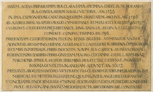 Wolverhampton – latinský epitaf admirála Richarda Levesona v kostele sv. Petra: kresba perem a tuší, nd [?19. století] (kresba) od School English
