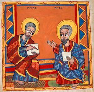 Nebo. 481, f.125v Obraz svatého Lukáše a svatého Jana Evangelisty, z 