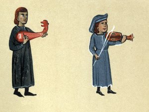 Trubadúr středověku, ilustrace z „Histoire de la Literature Francaise“ od Hermanna Suchiera od School French