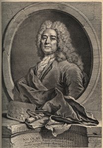 Portrét Nicolase de Largillierre (Largillier) (1656-1746) francouzský malíř rytina od Dupuise podle obrazu od Gueuslaina od School French
