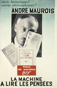 Plakát inzerující román Andreho Mauroise „La Machine a Lire les Pensees“ od School French