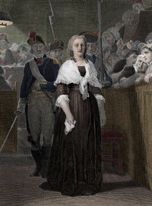 Královna Marie Antoinetta (1755-1793) odsouzena revolučním soudem v říjnu 1793“ (královna Francie Marie-Antoinetta (1755-1793) během jejího procesu u revolučního soudu, říjen 1793)