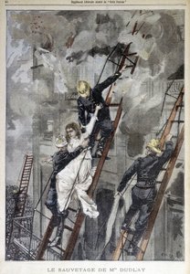 Záchrana paní Duplay hasiči - v "Le Petit Parisien", n.d. od School French