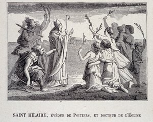 Saint Hilaire, Eveque z Poitiers a učitelka církve, která zemřela v roce 367. od School French