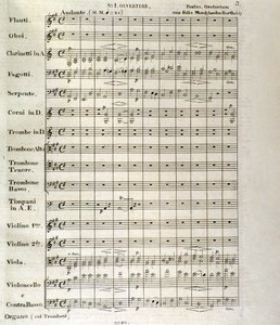 První strana partitury "Paulus", op. 36 od Felixe Mendelssohna (litho) od School German