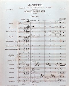 Noty k zahájení "Manfred" (opus 115) od německého skladatele Roberta Schumanna (tisk) od School German