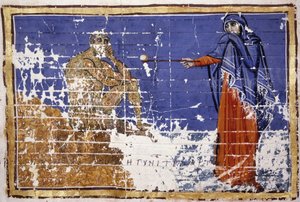 Job pokrytý ranami - řecký rukopis 10. století. Bibl. Marciana, Benátky.
