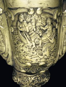 Zasazený pohár nautilus, Nagyszeben, polovina 17. století (mušle a stříbrně zlacené) (detail 3434804) od School Hungarian