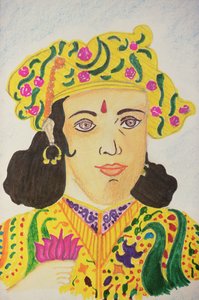 Císař Ašóka (akvarel) od School Indian