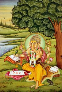 Pán Ganesh Ganpati miniatura malba na papíře od School Indian