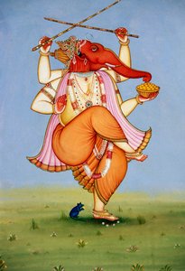 Pán Ganesh Ganpati miniatura malba na papíře od School Indian