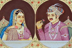 Miniatura Akbar a Jodha Bai Indie Asie