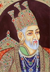 Miniatura mughalského císaře Bahadura Šáha Zafara od School Indian