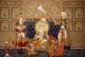 Miniatura mughalského císaře Šáhdžahána na papíře od School Indian