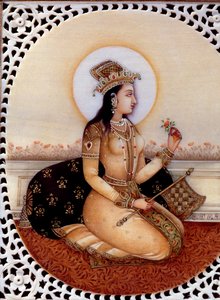 Miniatura na slonovině princezny Mumtáz Mahal, manželky mughalského císaře Šáhdžahána od School Indian