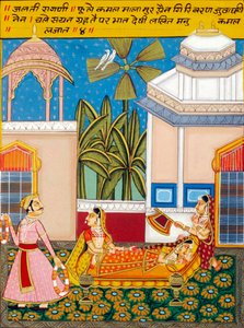 Miniaturní malba na papíře, Ragini Jhalti, škola Nathdwara od School Indian